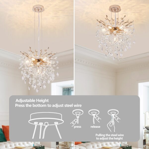 15c43a5a-610d-40aa-90d8-08f9a033eee5.jpg Modern Tree Branch Crystal Chandelier Luxury Gold Crystal Pendant Lighting 18in Contemporary 7-Light Chandeliers For Dining Room Kitchen Bedroom Living Room Bulb Is Not Including
