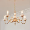 Retro French Vintage Milk Glass Copper Chandelier