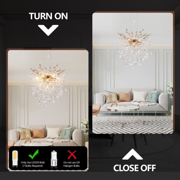 b6a32fcd-ad8d-4f1c-9b7f-d9554d38f7d9.jpg Modern Tree Branch Crystal Chandelier Luxury Gold Crystal Pendant Lighting 18in Contemporary 7-Light Chandeliers For Dining Room Kitchen Bedroom Living Room Bulb Is Not Including