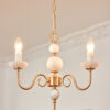 Retro French Vintage Milk Glass Copper Chandelier