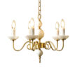 Retro French Vintage Milk Glass Copper Chandelier